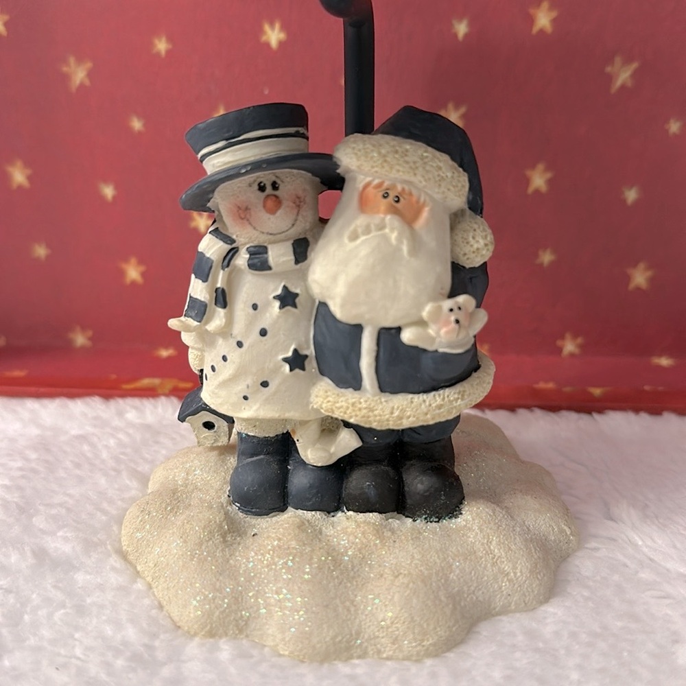 VTG☃️Santa & Snowman tea light w/Snow Flakes lamp shade - Picture 3 of 9